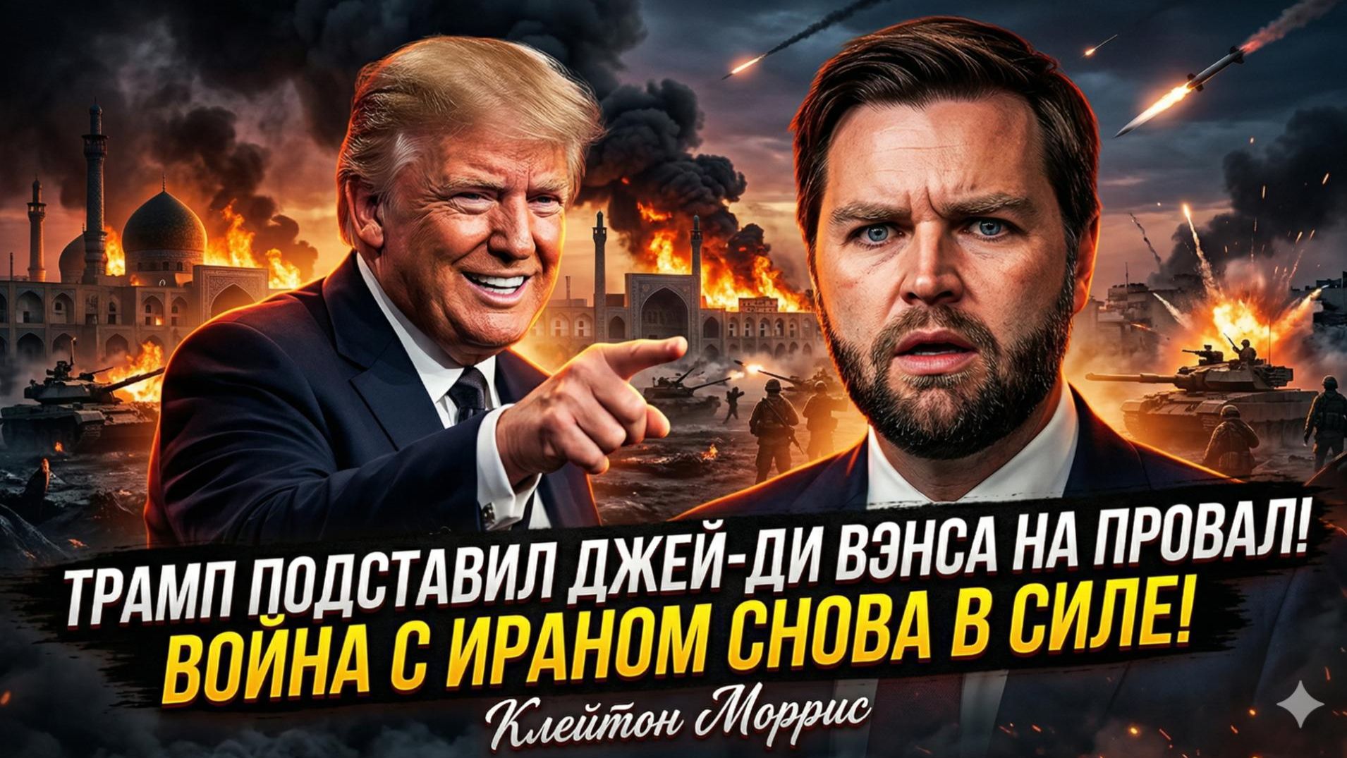 💥Клейтон Моррис | Трамп убивает карьеру Вэнса и возобновляет войну с Ираном