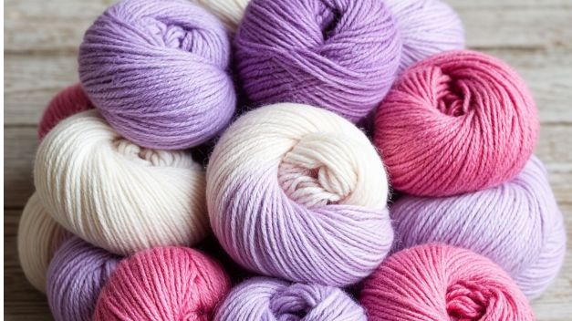 Корзинка с розовым цветком из пряжи