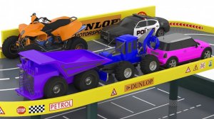 Детские цвета с транспортными средствами, детские цвета автомобилей, парковка транспортных средств.