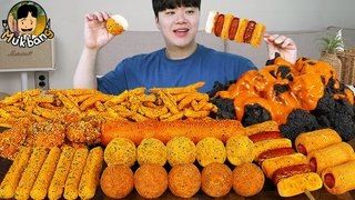 АСМР МУКБАНГ Хрустящая жареная курица острая лапша сырныи шарик рецепт !