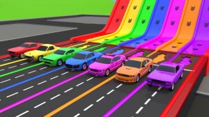 Мультики для детей Учимся с помощью машинок Цветные трассы для уличных транспортных средств-монстров