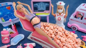 3 минуты распаковки семейного игрового набора с куклами Барби, милыми игрушками.  Мультики для детей