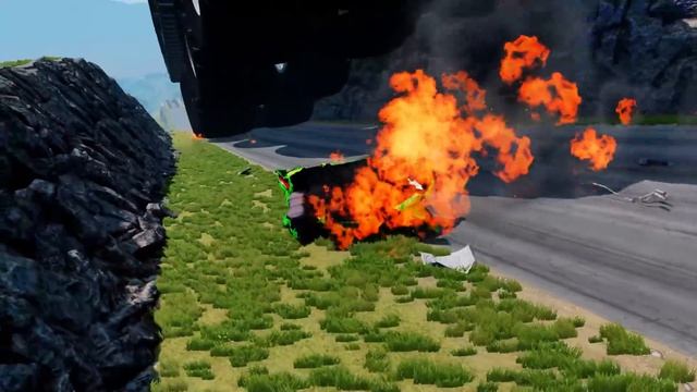 Большой ДРОБИЛЬНЫЙ автомат против автомобилей: Молния полицейская машина - Beamng.Drive