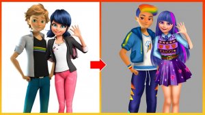 Леди Баг и Адриан в стиле My Little Pony - Раскраска для детей