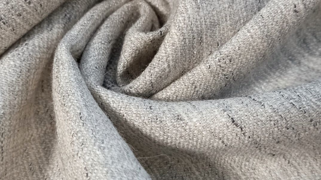 Ткань твид шёлк, лён, шерсть Италия, 544 светло-серый меланж