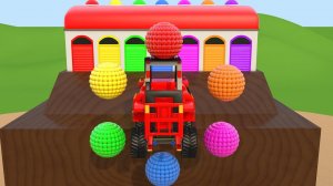 Обучающие видео для детей - учимся с помощью машинок, тракторов, цветных мячей и 3D-горок