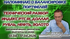 НАПОМИНАЮ О БАЛАНСИРОВКЕ ПОРТФЕЛЕЙ РТС, РУБЛЬ-ДОЛЛАР, НЕФТЬ, ЗОЛОТО БИРЖЕВОЙ БЮЛЛЕТЕНЬ ФЬЮЧЕРСЫ ММВБ