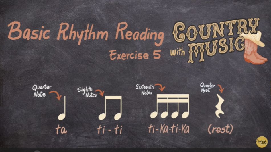 4 шестнадцатых и четвертная пауза (ритм. упражнение)