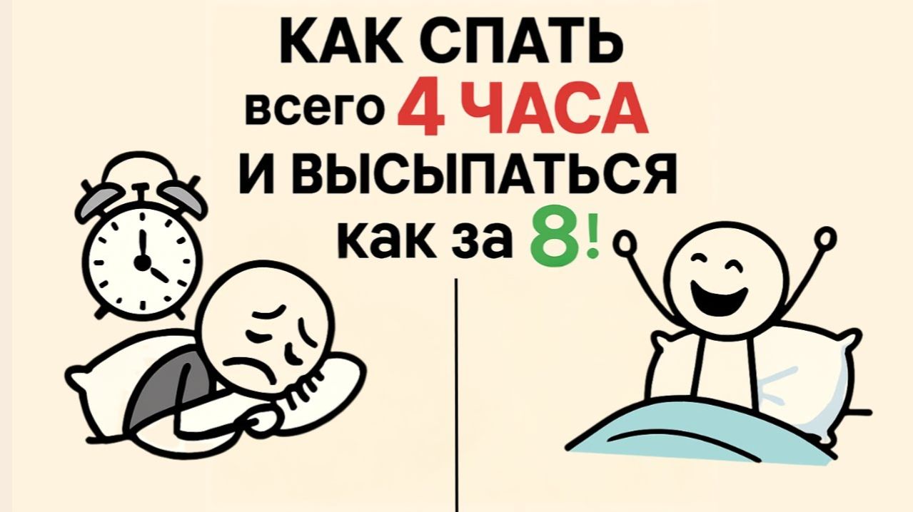 Как СПАТЬ всего 4 часа и ВЫСЫПАТЬСЯ как за 8 (секретные техники сна)