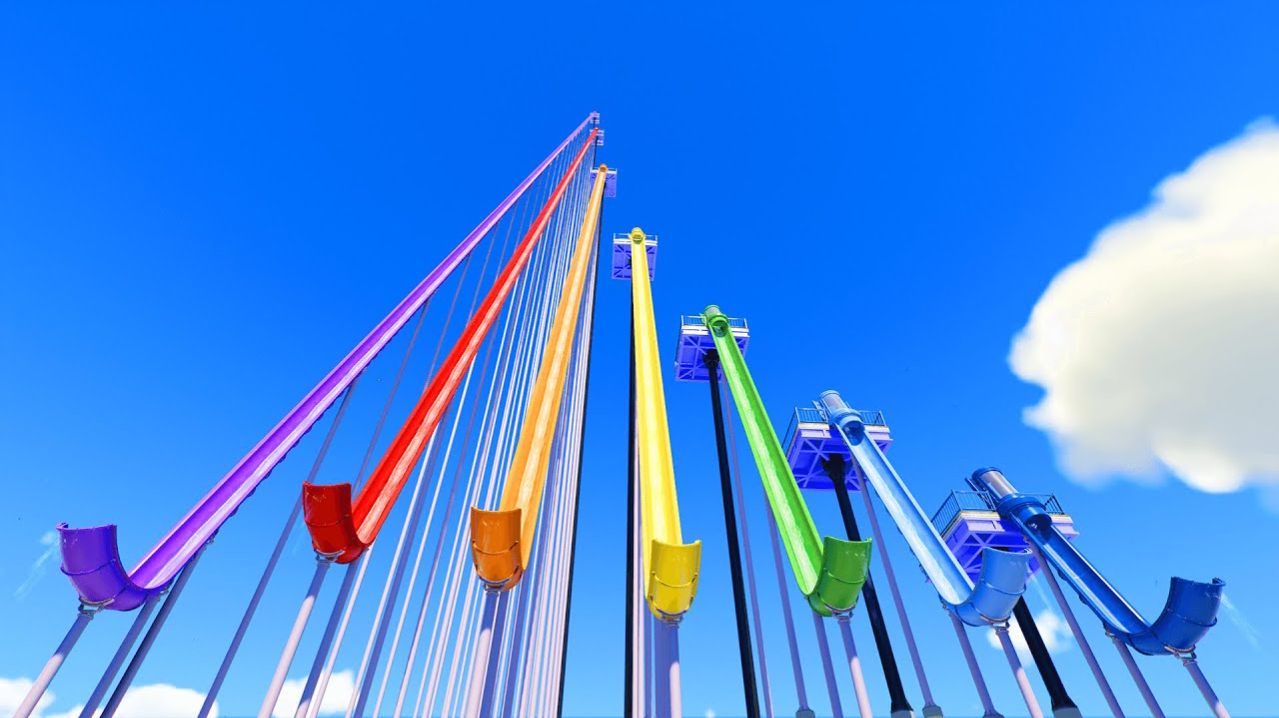 Водные горки длиной 5 и 250 метров в игре 