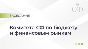 Заседание Комитета Совета Федерации по бюджету и финансовым рынкам