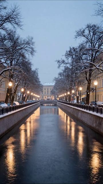 Зимняя красота: ночной Петербург #Санкт-Петербург #зима #городскаяживопись