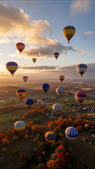 Небо в шарах: невероятное зрелище #воздушныешары #пейзажи #осень