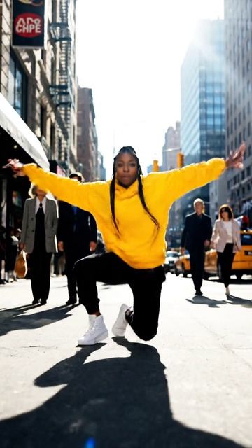 Спортивная девушка в худи и кроссовках танцует поппинг на городской улице