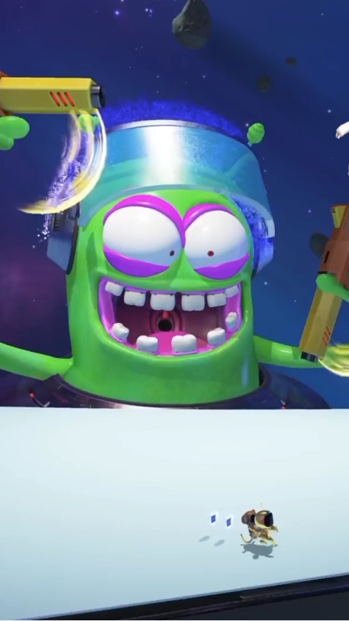 Astro Bot сражается с зелёным монстром/PlayStation 5 (PS5)/прохождение/