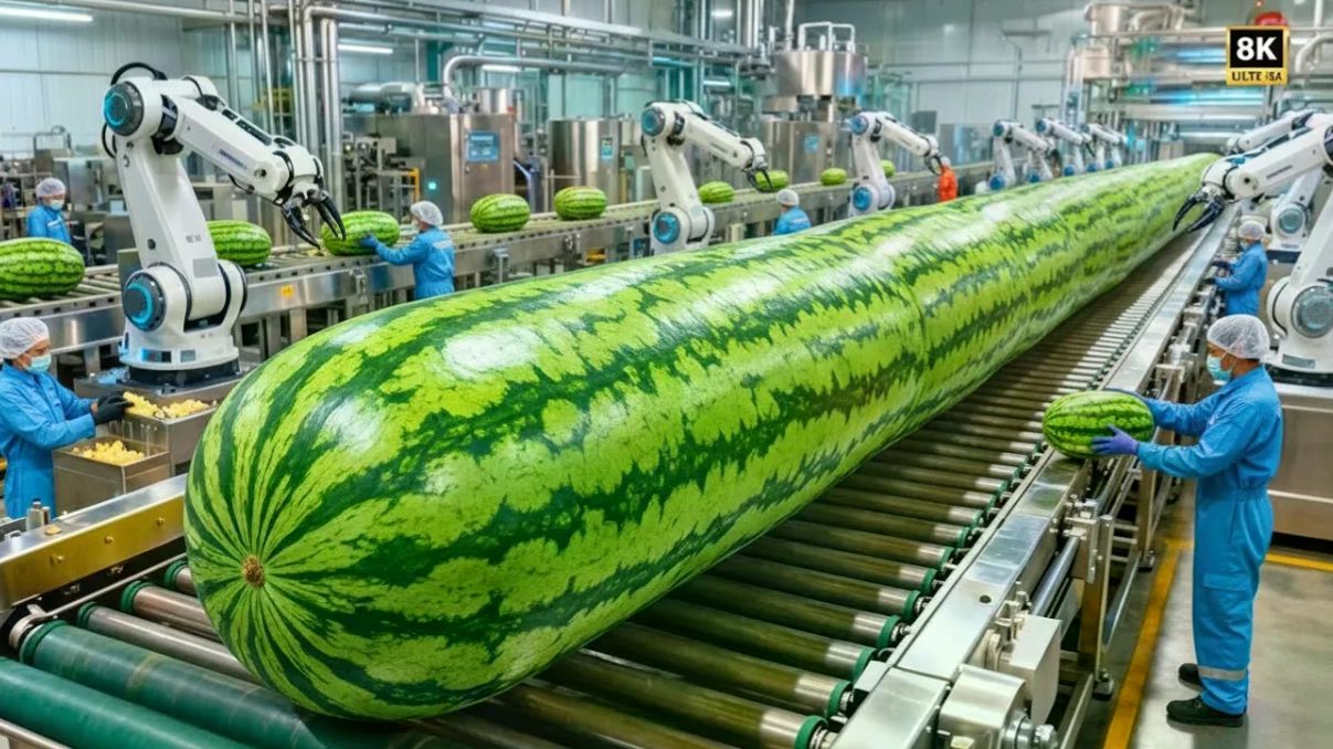 Внутри современного завода по переработке арбузов!