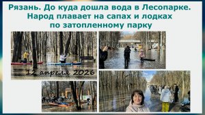 Рязань. До куда дошла вода в Лесопарке. Народ плавает на сапах и лодках по затопленному парку.