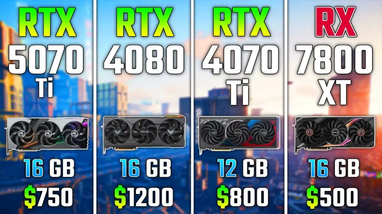 Тест видеокарт RTX 5070 Ti, RTX 4080, RTX 4070 Ti и RX 7800 XT в 7 играх (2160p)
