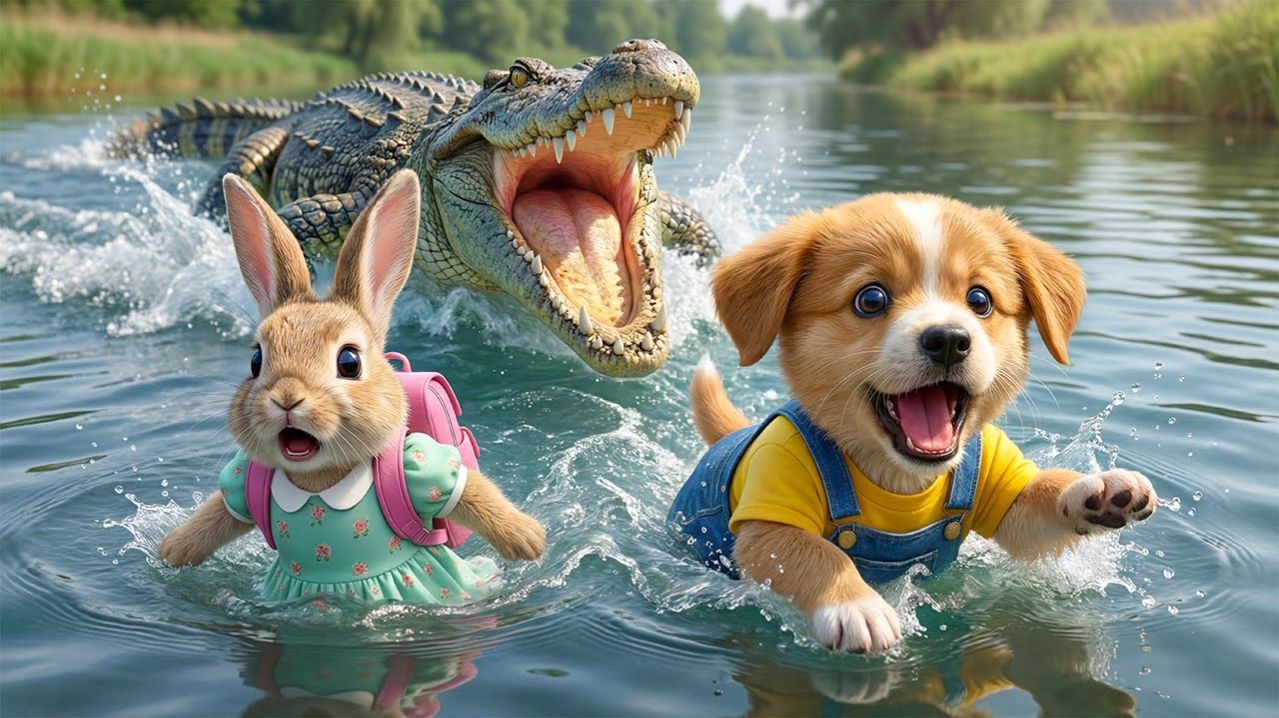 Щенок против крокодила. Супер Мультики для детей. Детские мультики смотреть