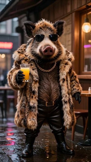 Стильная свинья в городе: лучшее время для отдыха! #свинья #мода #приключения