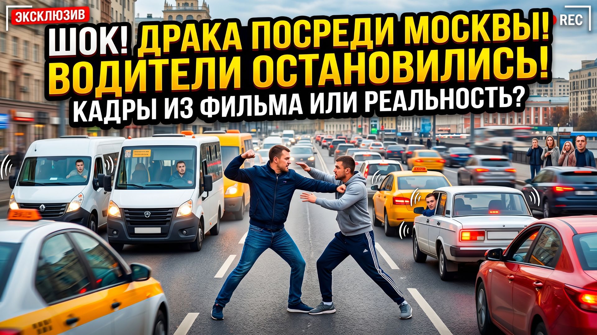 Бесконтактный бой прямо на дороге в Москве попал на видео