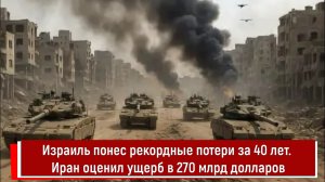 Израиль понес рекордные потери за 40 лет. Иран оценил ущерб в 270 млрд долларов