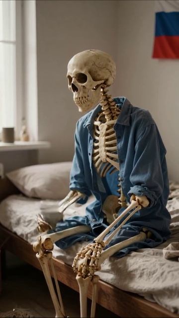 Скучная вечность: одинокий скелет в серых буднях #одиночество #жизнь #мечты