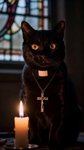 Секреты черного кота-священника: мистическое приключение #кот #мистика #приключение