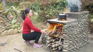 Сооружаю кухонную плиту из множества камней для приготовления пищи и гриля. Серия 46. Се