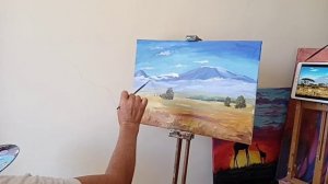 Урок рисования "Зебра, Килиманджаро", акрил. Ведет Марина Романченко. Ссылки в описании