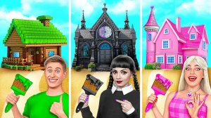 Уэнсдей против барби челлендж с домиками