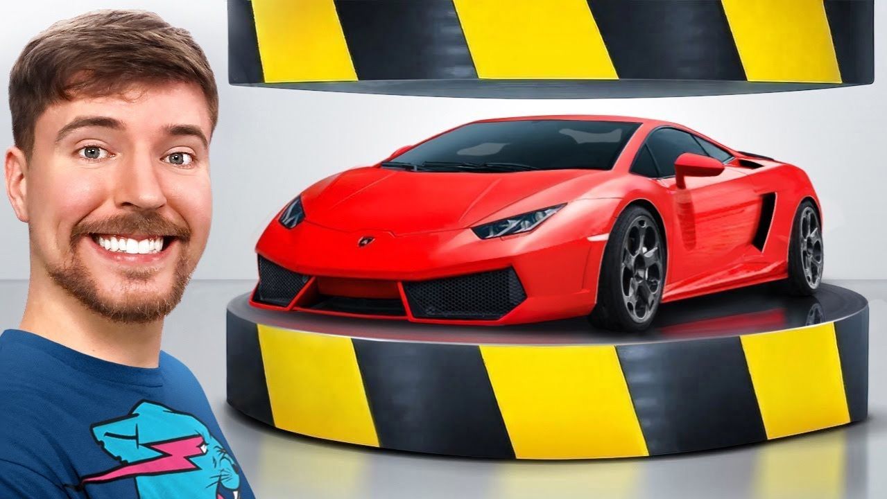 ГИДРАВЛИЧЕСКИЙ ПРЕСС VS ЛАМБОРГИНИ!MRBEAST МИСТЕРБИСТ НА РУССКОМ мистер бист