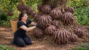 Сбор редких плодов дикого Будды. Традиционное деревенское блюдо.