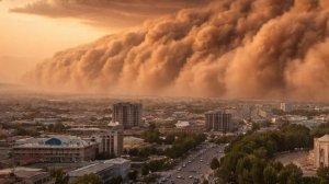 Пыльная буря надвигается на Таджикистан. Шквалистый ветер, град и ливни в Казахстане. Погода в СНГ