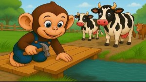 Инцидент на переправе через реку Коу, обезьяна-фермер строит новый мост