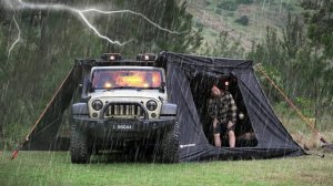 Авто кемпинг в сильный дождь, расслабляющее видео под звуки дождя.