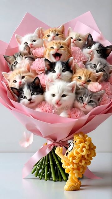 Макарошка и букет из котят