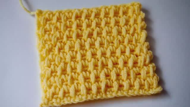 Простой узор крючком для начинающих.Всего 2 ряда! РОГОЖКА объемный узор крючком  Урок 133