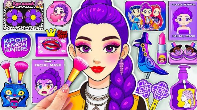 K-POP ОХОТНИКИ НА ДЕМОНОВ — РУМИ УХОД ЗА КОЖЕЙ + МЕЙКАП | РАСПАКОВКА СЮРПРИЗ-ПАКЕТА | ASMR