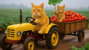 Мама-кошка падает во время сбора помидоров 🍅 | Котёнок теряется под дождём 🌧️ Трогательная история