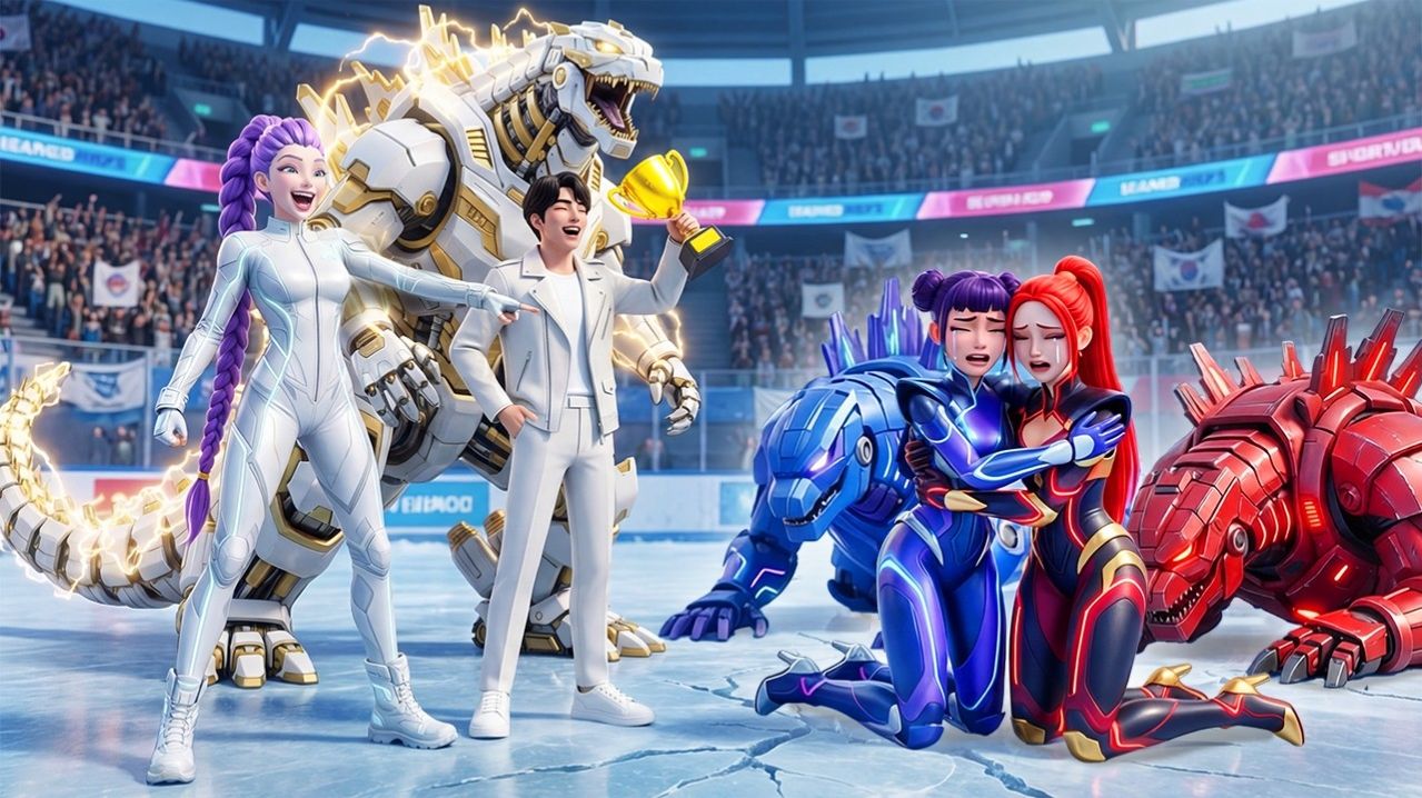 Семья Сильвер против семьи Руби: Руми завоевывает волшебный чемпионский титул в гонках Годзиллы