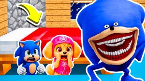 СКАЙ ЩЕНЯЧИЙ ПАТРУЛЬ ПРЯЧЕТСЯ от СОНИК ТЕЙПС ПОД КРОВАТЬЮ в МАЙНКРАФТ МУЛЬТИК