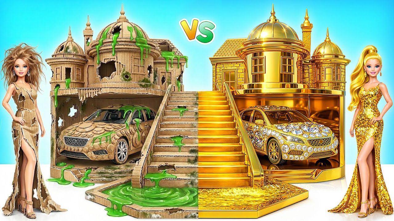 Строим Удивительный Кукольный Домик Дорогой vs Дешевый Челлендж  Потрясающий Творческий Челлендж