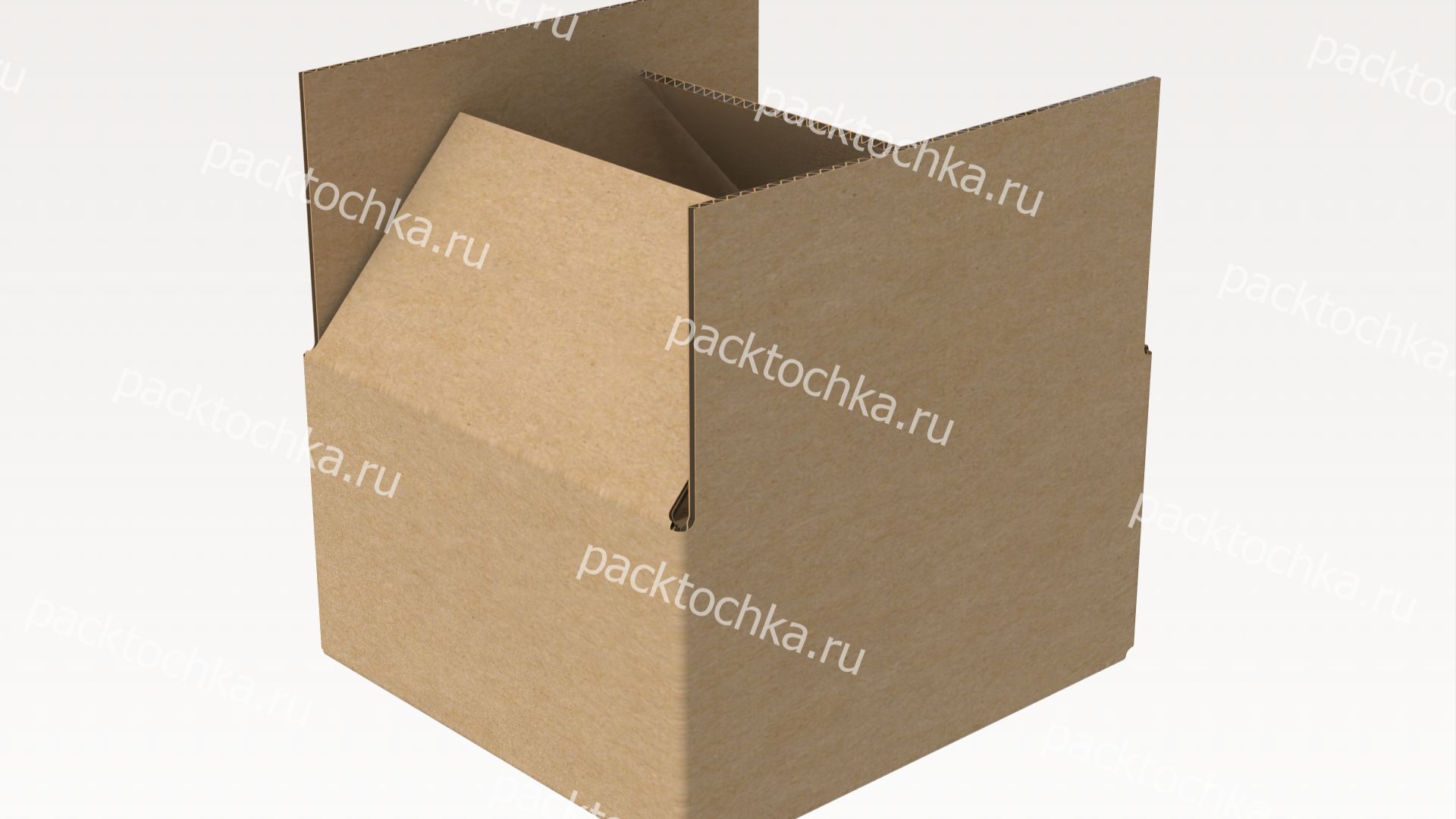 Развертка четырехклапанной картонной коробки 200х200х100 мм | ПакТочка