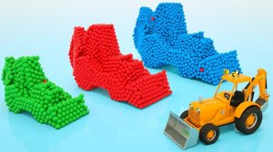 Изучайте цвета с помощью разноцветных бульдозеров и радужных машинок для детей - Мультики для детей