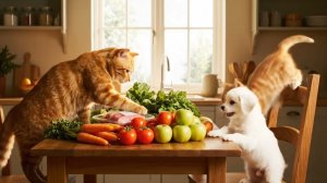 ень, полный любви: мама-кошка ловит рыбу, готовит ужин и убаюкивает малыша