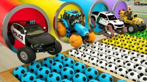 Изучайте цвета с помощью полицейской машины, трактора и других монстр-машин с новыми колёсами