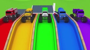 Мультики для детей Изучаем цвета с 5 уличными машинами и собираем фруктовое колесо Детские песенки