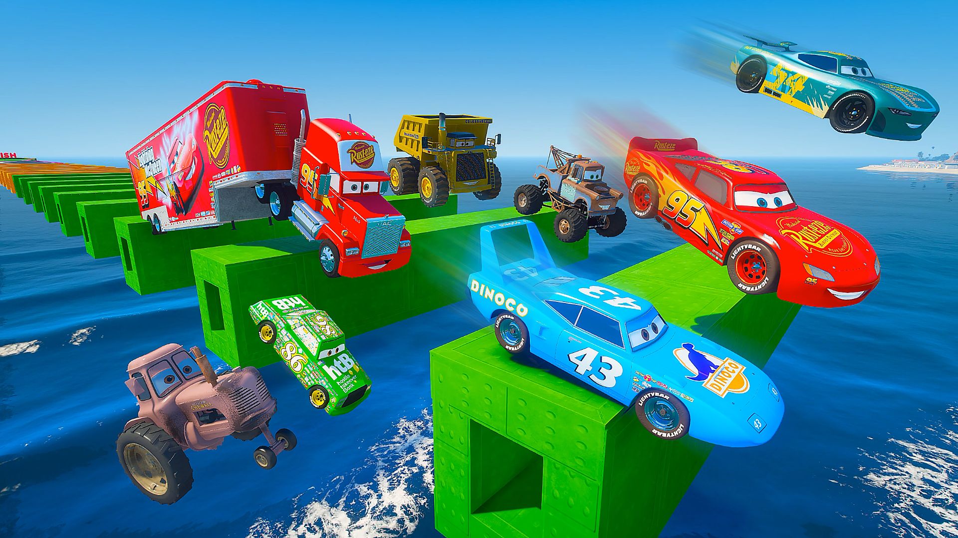 Молния МакКуин и Друзья - Челлендж Cars McQueen VS  Кинг Монстр Трак Мэтр Мак Мисс Фриттер Колоссус