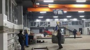 Завод «Роскран»: монтаж подвесной кран-балки 2т, пролет 15 метров